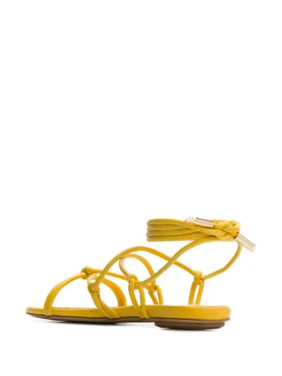 Gia Couture Bella Flat Leather Sandals In Yellow