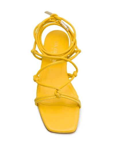 Shop Gia Couture Bella Flat Leather Sandals In Yellow