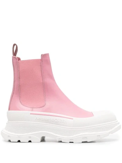 Shop Alexander Mcqueen Tread Slick Chelsea Boots In Pink