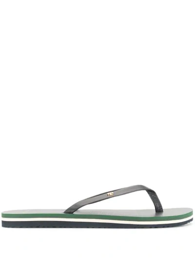 Shop Tory Burch Striped Sole Flip Flops In Blue