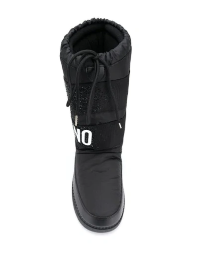 Shop Love Moschino Logo Snow Boots In Black