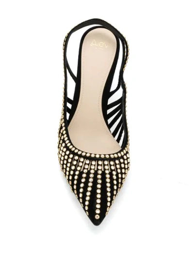 Shop Alevì Embellished Pointed Pumps In Black