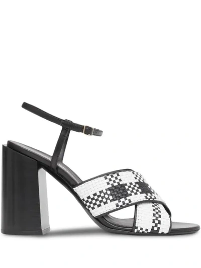 Shop Burberry Crossover Strap Sandals In Black