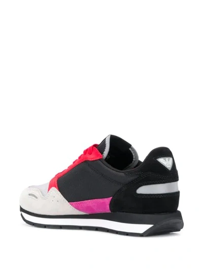 Shop Emporio Armani Round Toe Eagle Print Sneakers In Black