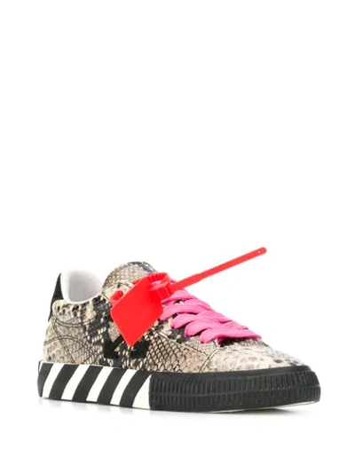 Shop Off-white Snakeskin-effect Vulcanized Low-top Sneakers In Grey