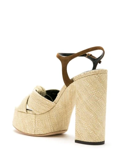 Shop Saint Laurent Bianca 85mm Platform Sandals In Neutrals