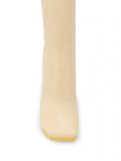 Shop Off-white Block Heel Ankle Boots In Neutrals