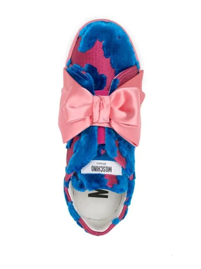 Shop Moschino Patterned Bow Detail Sneakers In Pink