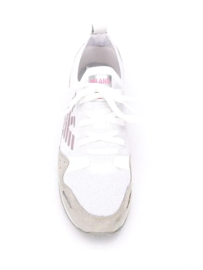 Shop Emporio Armani Colour-block Panelled Sneakers In White