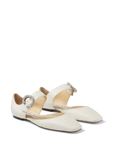 Shop Jimmy Choo Gin Crystal-embellished Flats In White