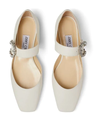 Shop Jimmy Choo Gin Crystal-embellished Flats In White