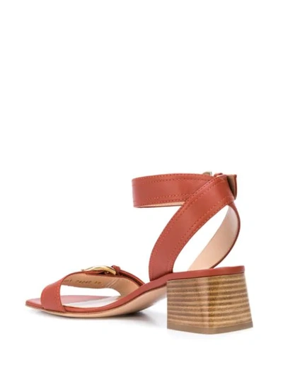 Shop Gianvito Rossi Buckled Mid-heel Sandals In Red