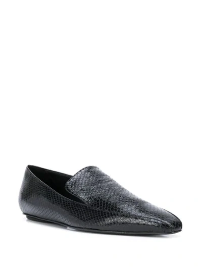 Rosetta Getty Embossed Square-toe Loafers In Black