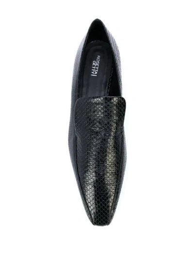 Rosetta Getty Embossed Square-toe Loafers In Black