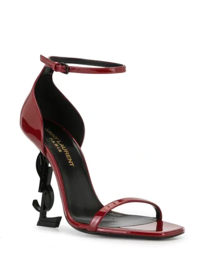 Shop Saint Laurent Opyum Patent-leather Sandals In Red