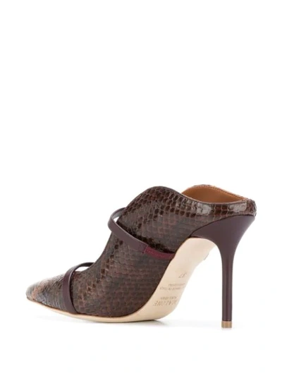 Shop Malone Souliers Snakeskin Effect Mules In Brown