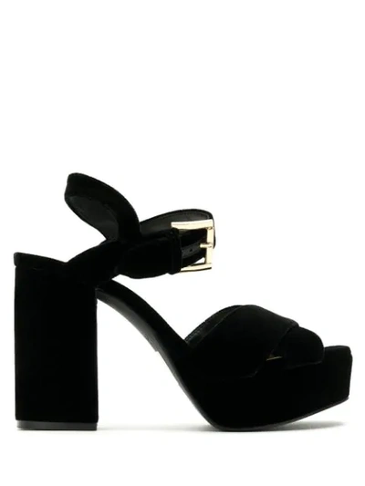 Shop Armani Exchange Block-heel 110mm Sandals In Black