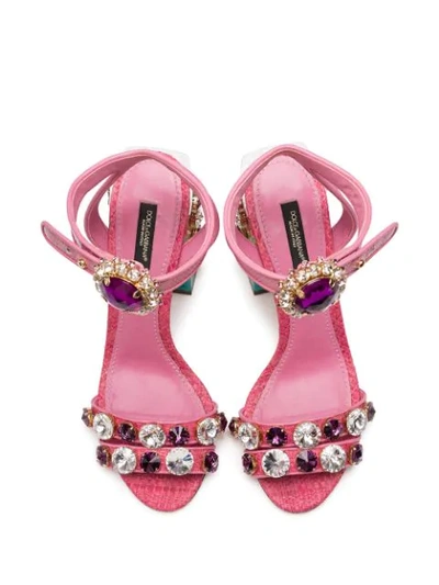 Shop Dolce & Gabbana Stone Embellished Sandals In Pink