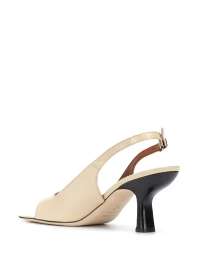 Shop By Far Lopez Semi Patent Leather Sandals In Neutrals
