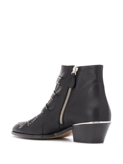 Shop Chloé Suzanna Leather Western Boots In Black