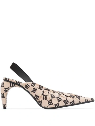 Shop Misbhv 80 Monogram Print Slingback Pumps In Neutrals