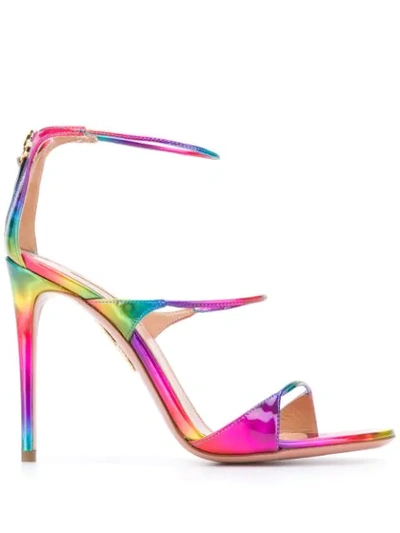 Shop Aquazzura Gradient Strappy Stiletto Sandals In Pink