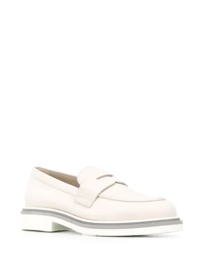 Shop Santoni Low-heel Slip-on Loafers In Neutrals