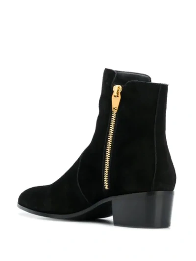 Shop Balmain Zip Detail Ankle Boots In Black