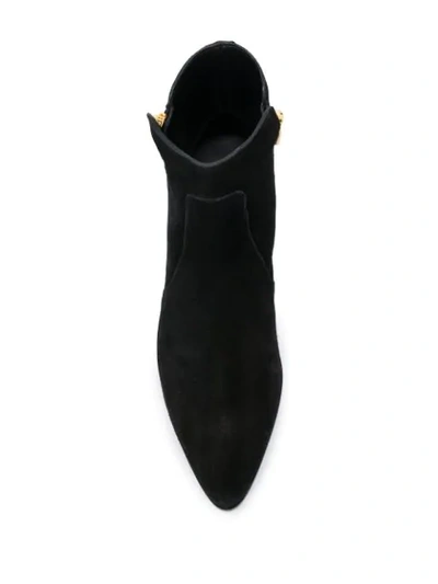 Shop Balmain Zip Detail Ankle Boots In Black