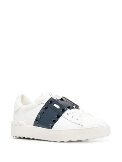 Shop Valentino Rockstud Open Low-top Sneakers In White