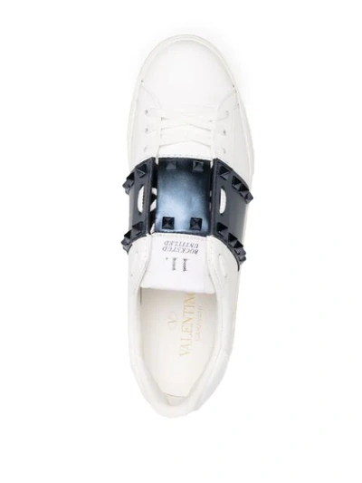 Shop Valentino Rockstud Open Low-top Sneakers In White