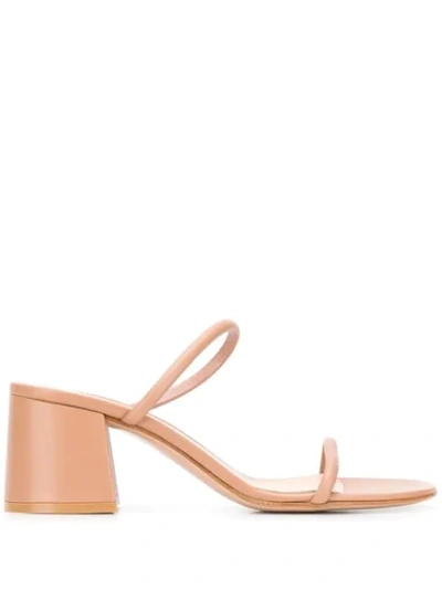 Gianvito Rossi 60mm Leather Block-heel 2-strap Slide Sandals In Neutrals