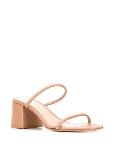 Gianvito Rossi 60mm Leather Block-heel 2-strap Slide Sandals In Neutrals