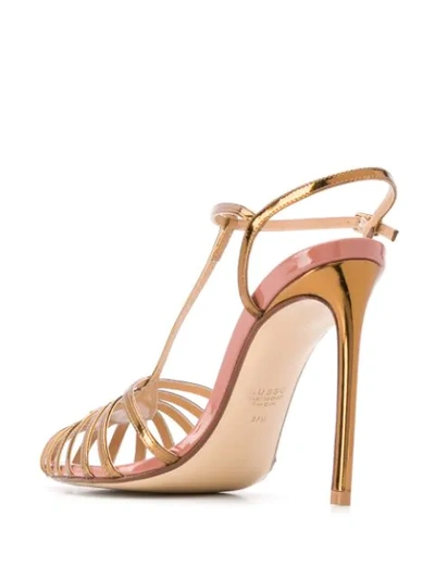 Shop Francesco Russo Strappy Stiletto Sandals In Gold
