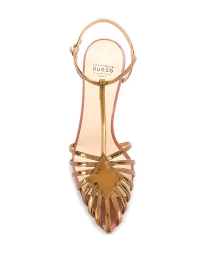 Shop Francesco Russo Strappy Stiletto Sandals In Gold