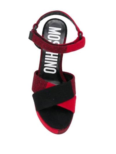 Shop Moschino Chunky-heel Logo Sandals In Red