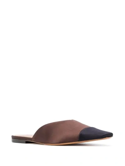 Shop Marni Colour Block Pointed Toe Mules In Brown