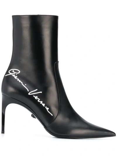 Shop Versace Signature Boots In Black