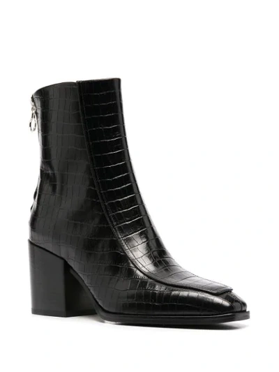 Shop Aeyde Lidia Crocodile Effect Leather Boots In Black