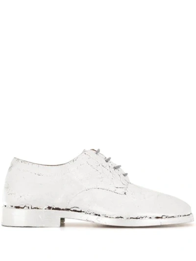 Shop Maison Margiela Painted Tabi Toe Brogues In Silver