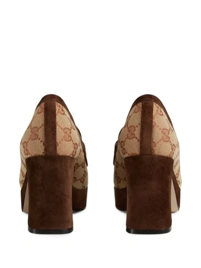 Shop Gucci Gg Platform Mid-heel Loafers In Brown