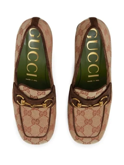 Shop Gucci Gg Platform Mid-heel Loafers In Brown