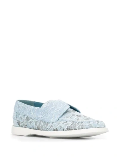 Shop Le Silla Claire Lace-embellished Loafers In Blue