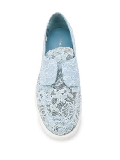 Shop Le Silla Claire Lace-embellished Loafers In Blue