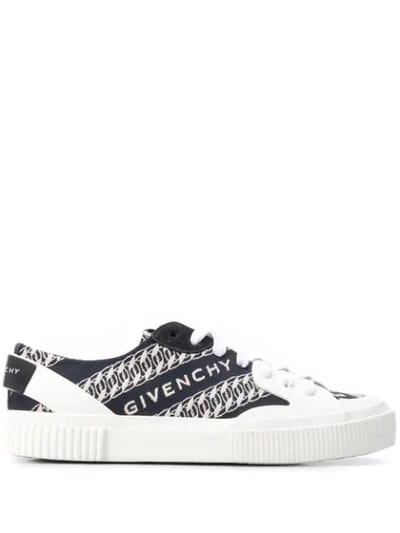 Shop Givenchy Chain Tennis Sneakers In White
