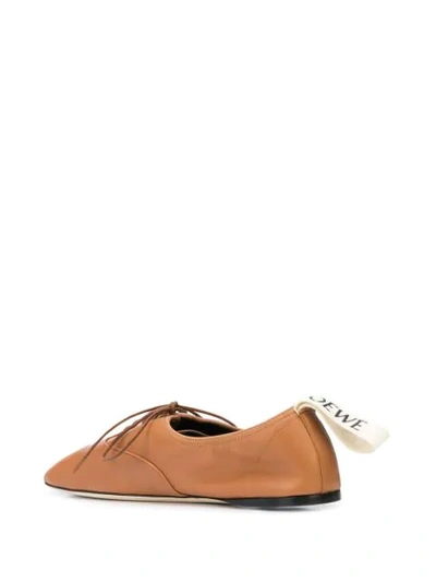 Shop Loewe Lace-up Ballerina Shoes In Brown