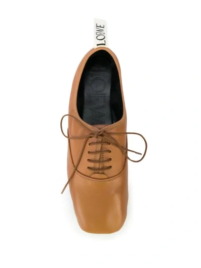 Shop Loewe Lace-up Ballerina Shoes In Brown