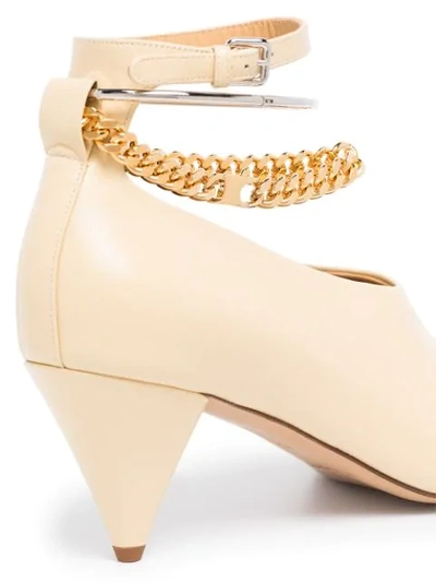 Shop Jil Sander Ankle-chain 65mm Pumps In Neutrals