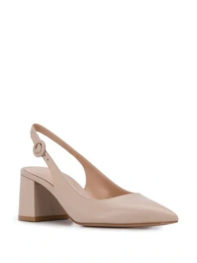 Shop Gianvito Rossi Slingback Block Heel Pumps In Neutrals