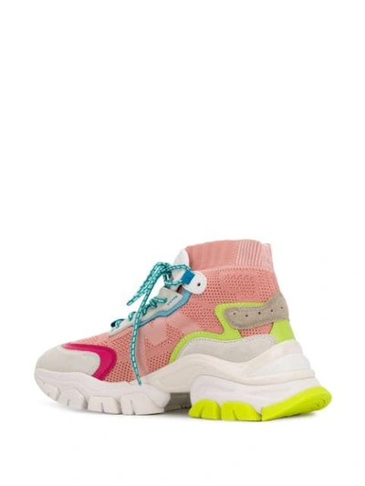 Shop Moncler Mesh Panel Hi-top Sneakers In Pink